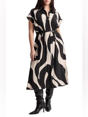 Mango MNG Abstract Shirt Dress NWT